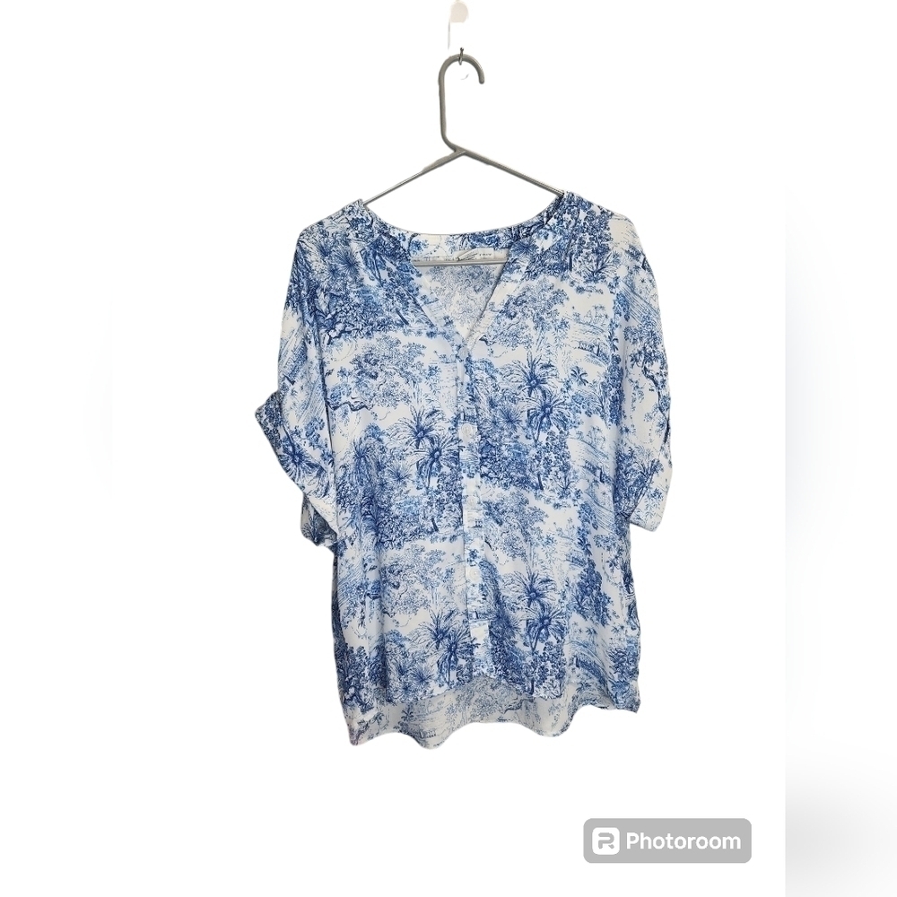 Cupcake & Cashmere Blue Jungle Print China Blue Sz. L